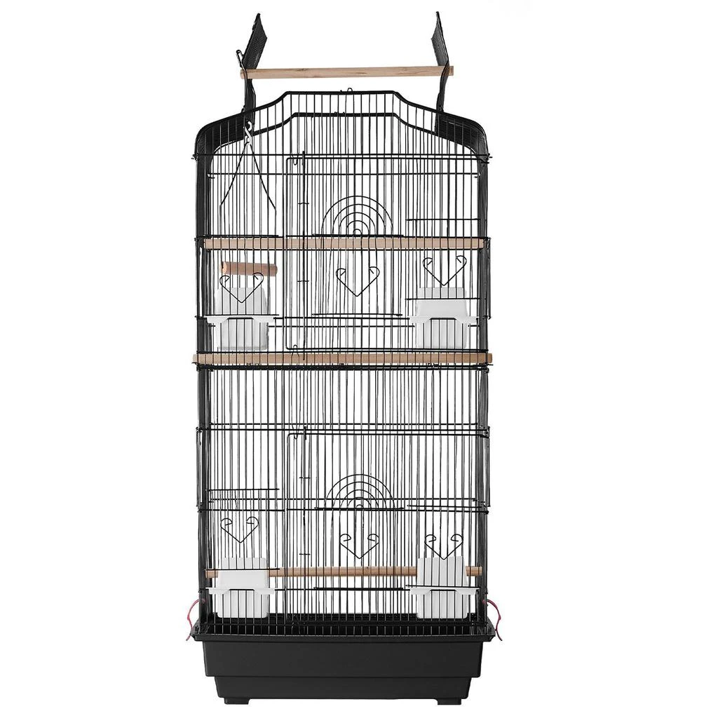 Pet AP 41-inch Open Top Large Parrot Bird Cage, Hanging Bird Cage for Parakeets Finches Canaries Lovebirds Cockatiels Budgies Small Quaker Conures Travel Pet Flight Birdcage with Swing and Perch