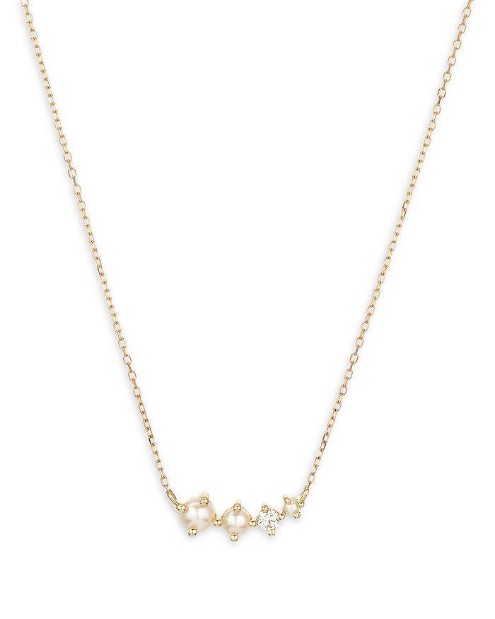 Adina Reyter 14K Yellow Gold Graduated Cultured Freshwater Pearl & Diamond Pendant Necklace, 15"