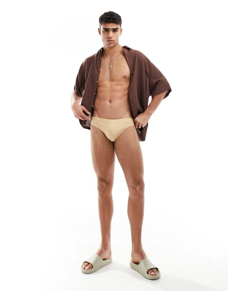 ASOS ASOS DESIGN swim briefs in beige 4