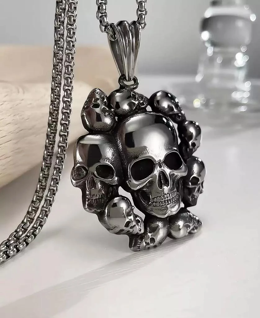 Rhona Sutton Silver Skull Cluster Stainless Steel Pendant Necklace 2