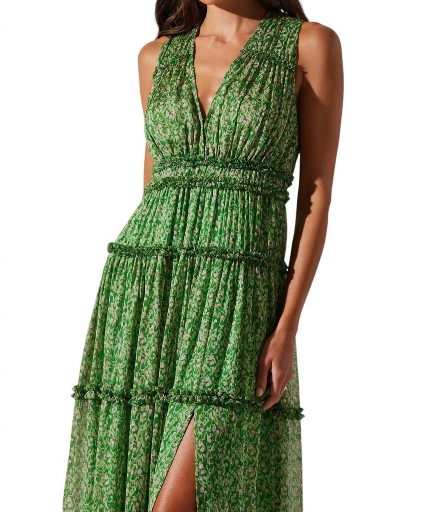 ASTR Edessa Tiered Ruffle Maxi Dress In Green Pink Floral 4