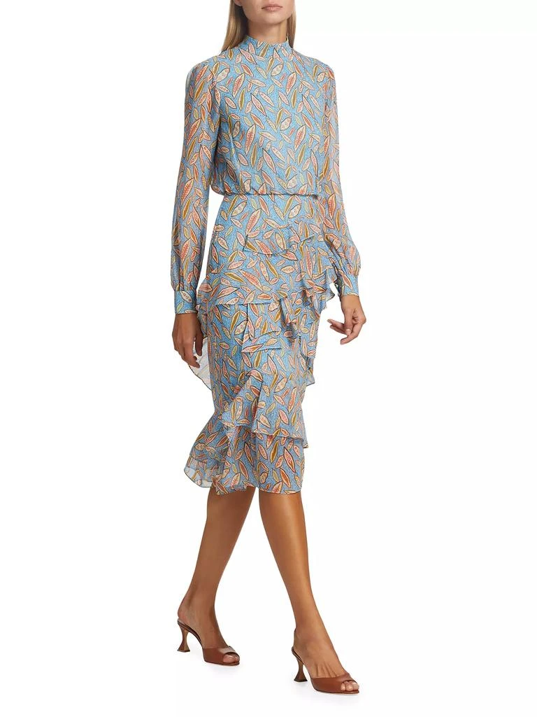 Saloni Isa Ruffled Silk Georgette Teardrop Print Dress 4