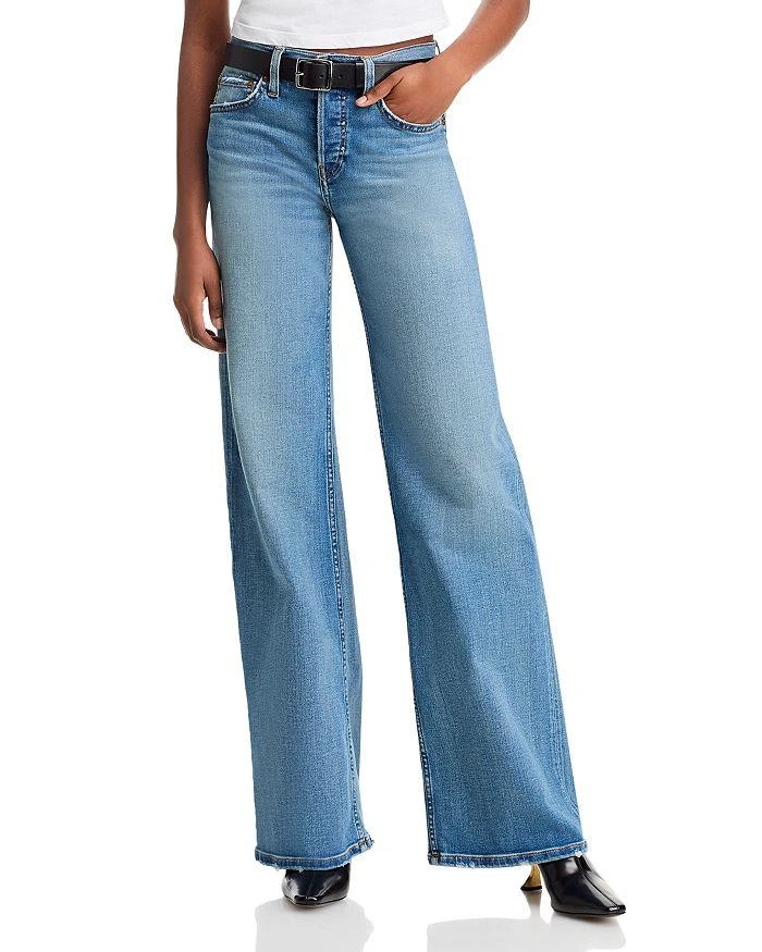 Re/Done Mid Rise Wide Leg Jeans in Blasted 1