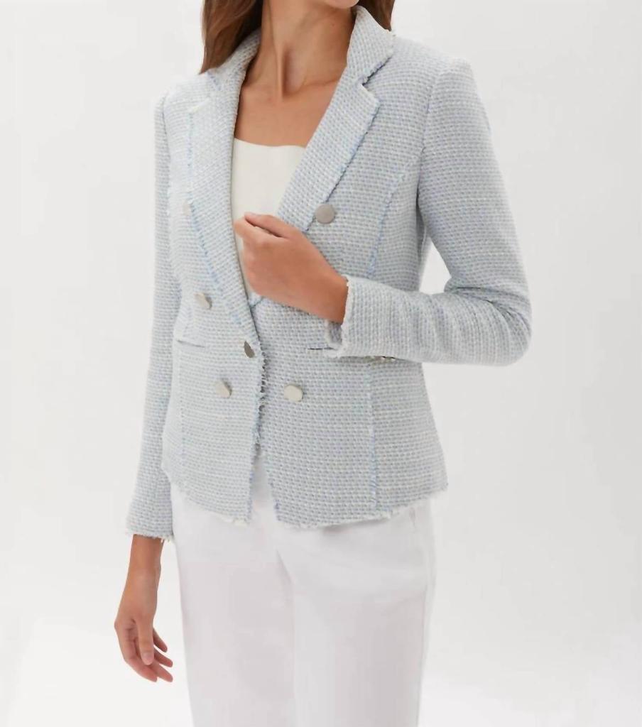 Ecru Ecru - Plaid Fitted Blazer