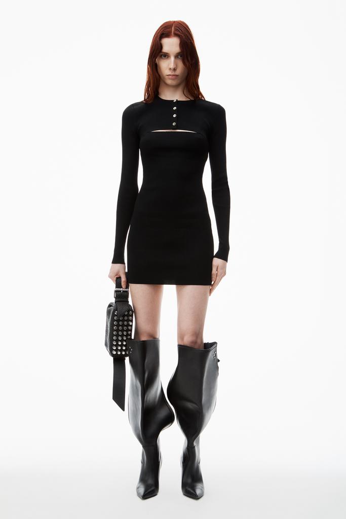 【ALEXANDER WANG】Twin-set dress with cropped cardigan Alexander Wang Cropped Cardigan Twinset Dress - Dresses