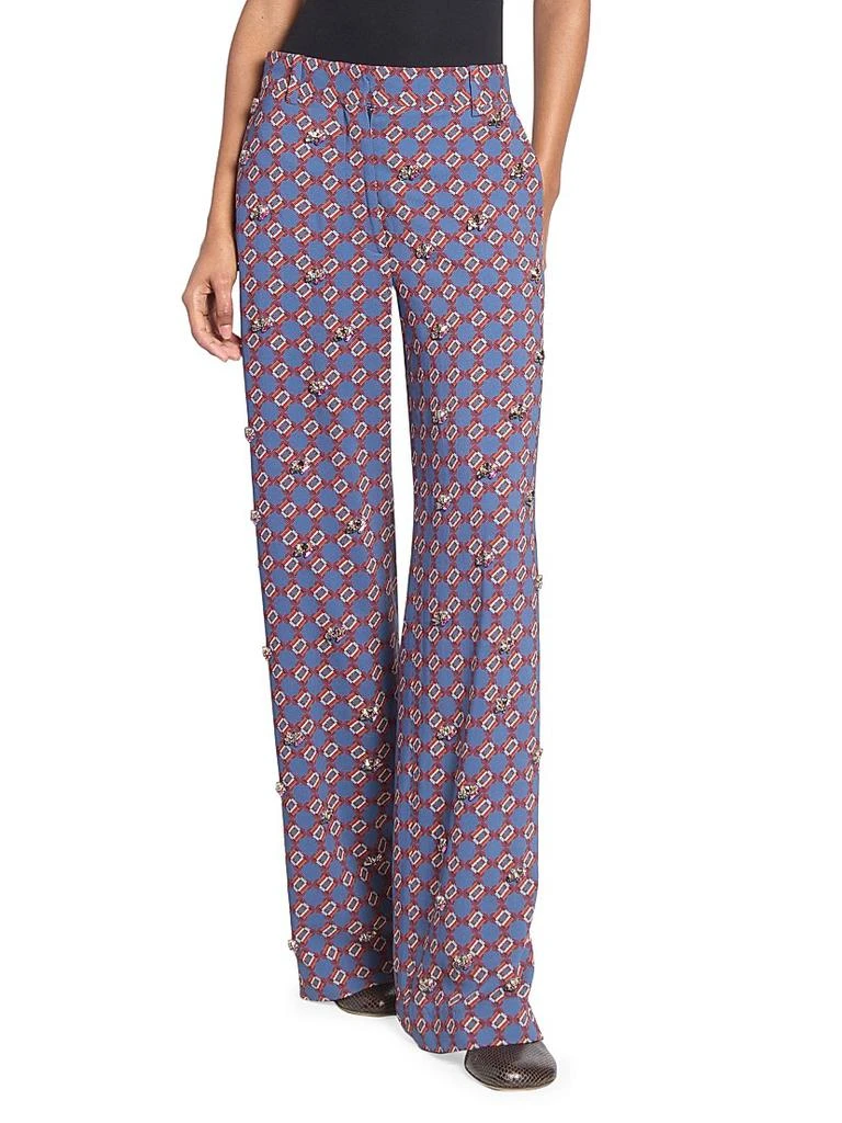 Dries Van Noten Paxy Embellished-Trim Printed Crepe Pants 3