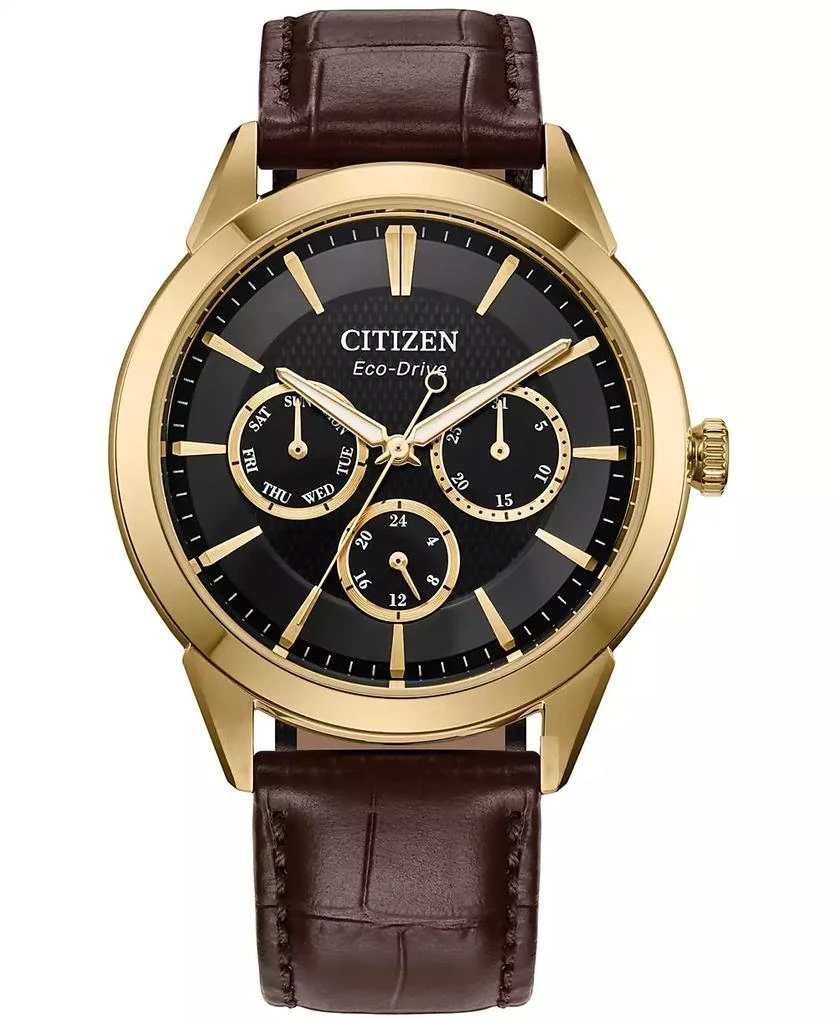 Citizen Eco-Drive Men's Rolan Brown Leather Strap Watch 40mm 1