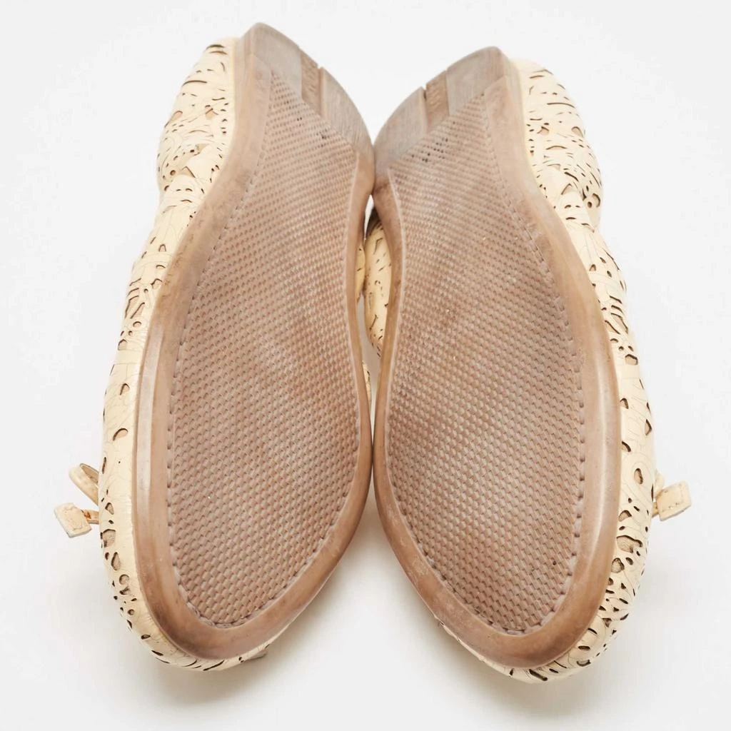 Prada Prada Sport Cream Laser Cut Patent Leather Bow Ballet Flats Size 37.5 6