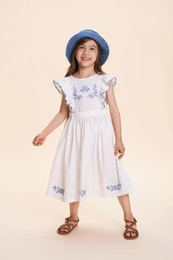 C'era Una Volta Nina ruffled floral embroidered cotton dress 4