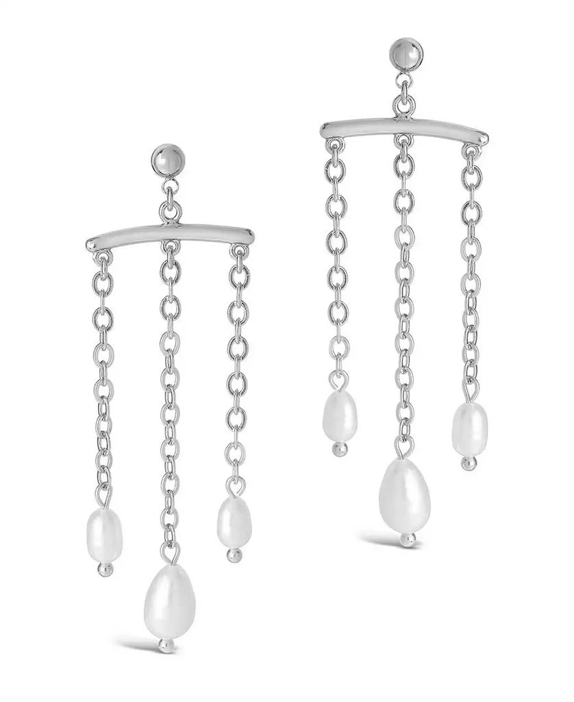 Sterling Forever Women's Chains and Pearls Chandelier Drop Earrings 1