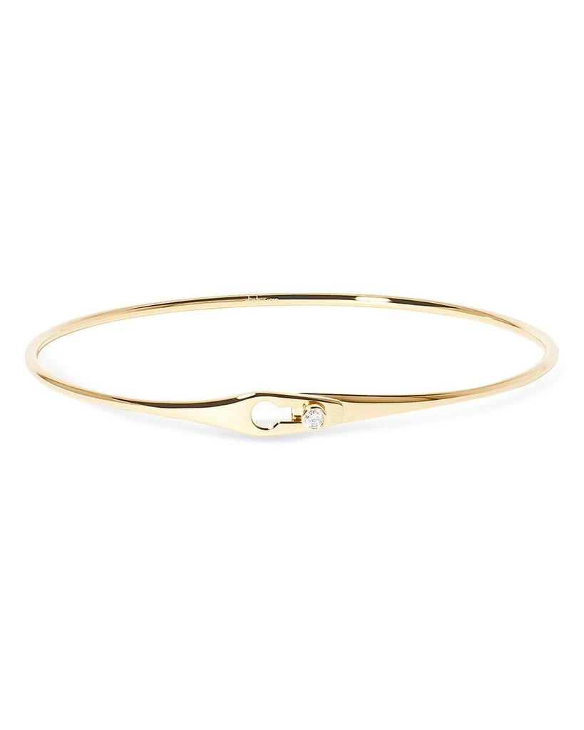 Dinh Van 18K Yellow Gold Serrure Diamond Lock Bangle Bracelet 2