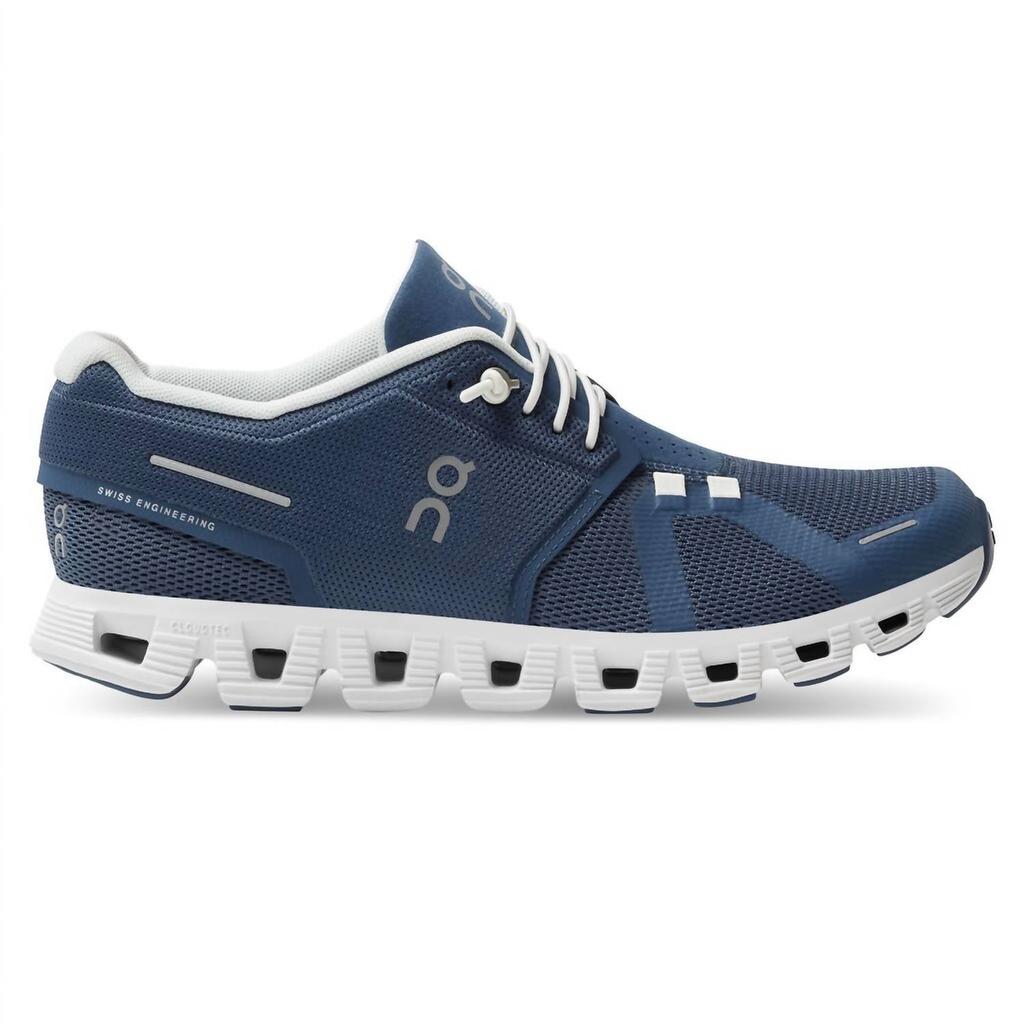 On Women's Cloud 5 Running Shoes In Denim/white