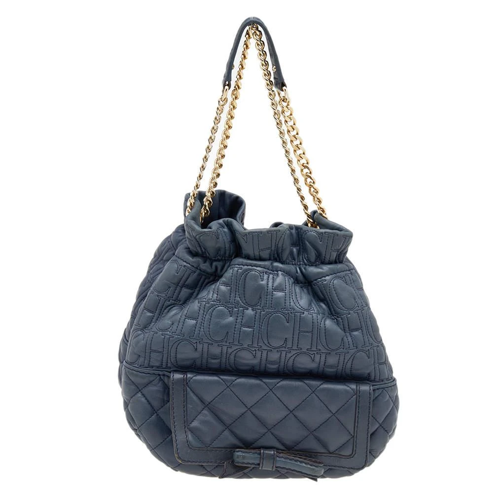 Carolina Herrera Carolina Herrera Blue Quilted Leather Bucket Bag 1