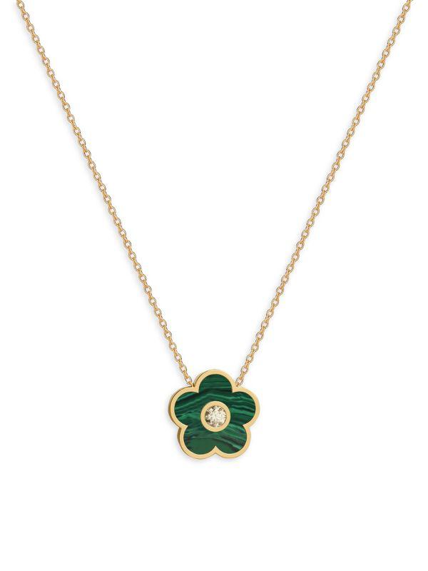 Gabi Rielle 14K Gold Vermeil, Mother Of Pearl & Cubic Zirconia Flower Pendant Necklace/18"