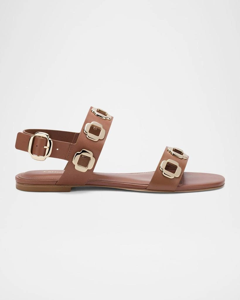 Larroude Milan Leather Flat Slingback Sandals 1