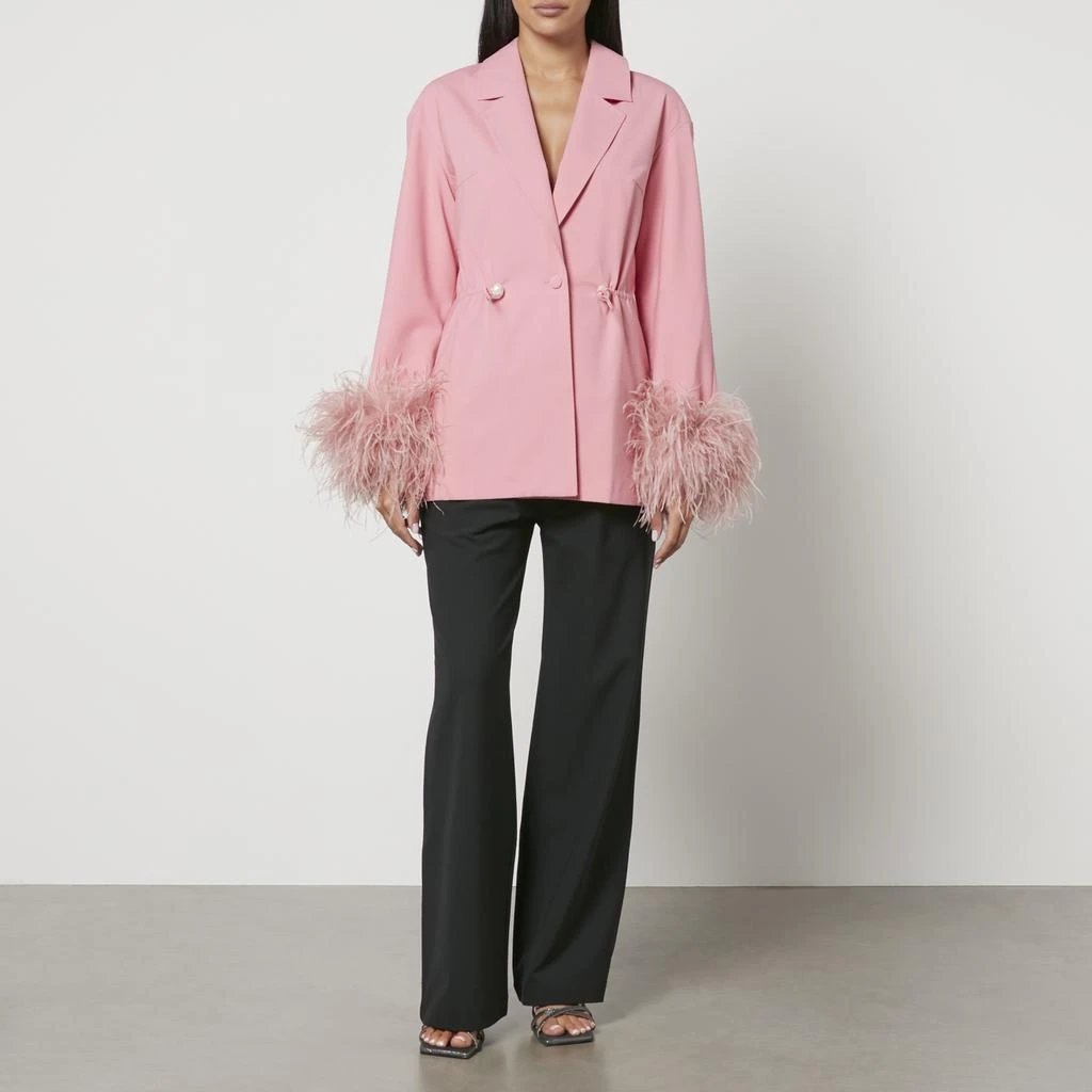 Sleeper Sleeper Girl With Pearl Feather-Trimmed Crepe Blazer 3