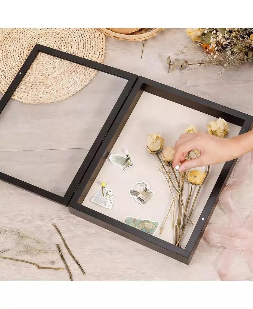 YIGII Shadow Box Frame: Magnetic Door, Linen Back, Durable Wood 5
