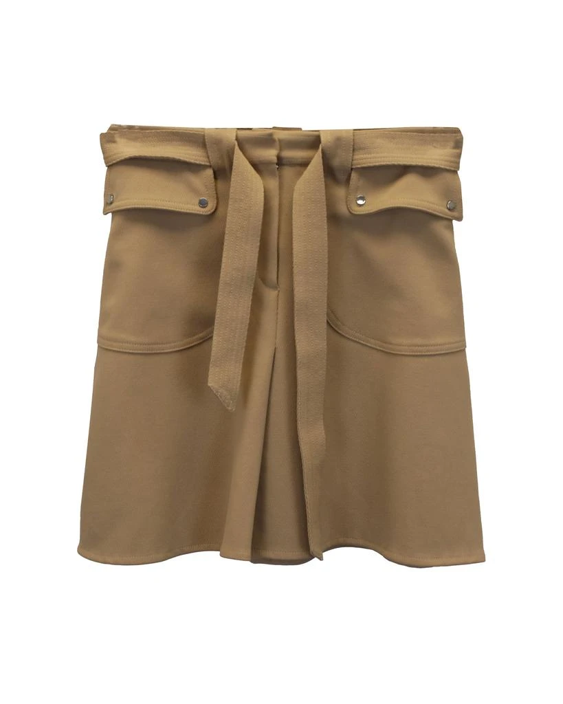 Maje Belted Mini A-Line Skirt in Camel Polyester 1