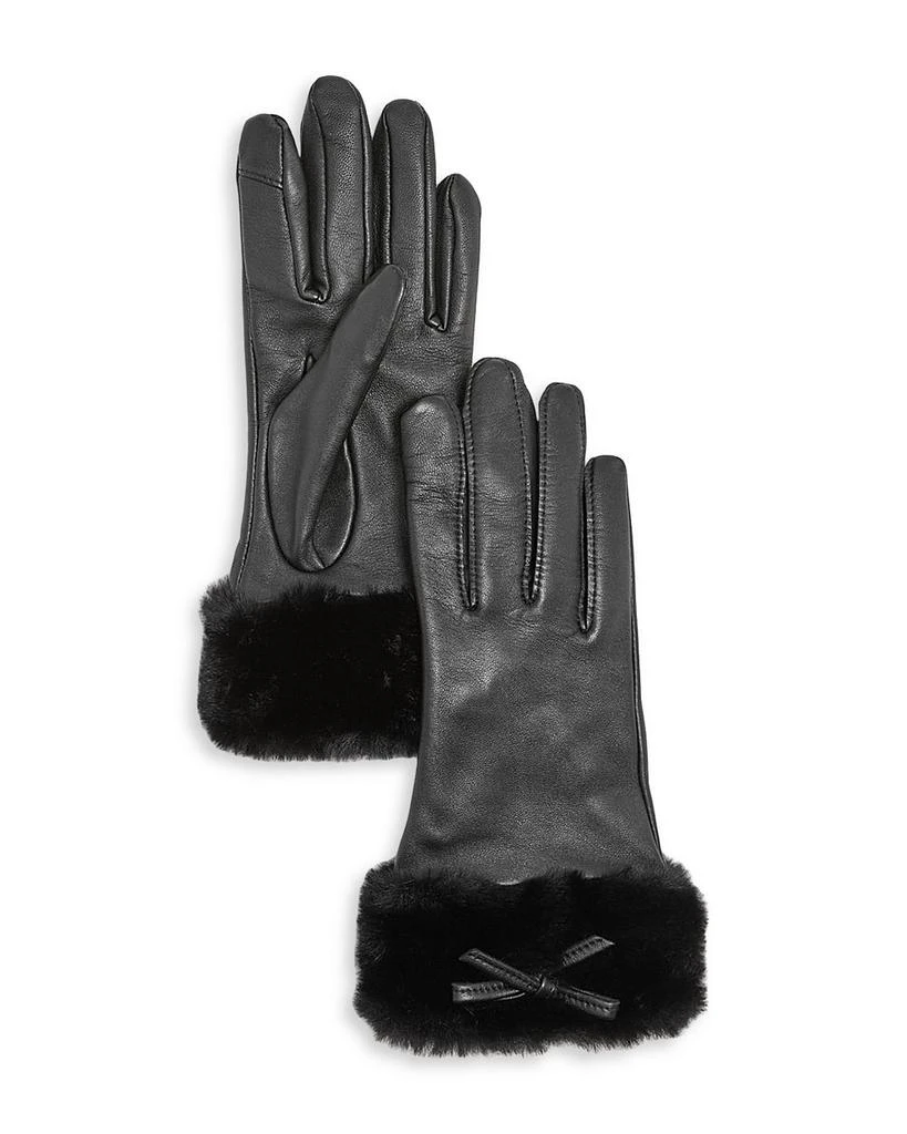 AQUA Leather & Faux Fur Cuff Gloves - Exclusive 1