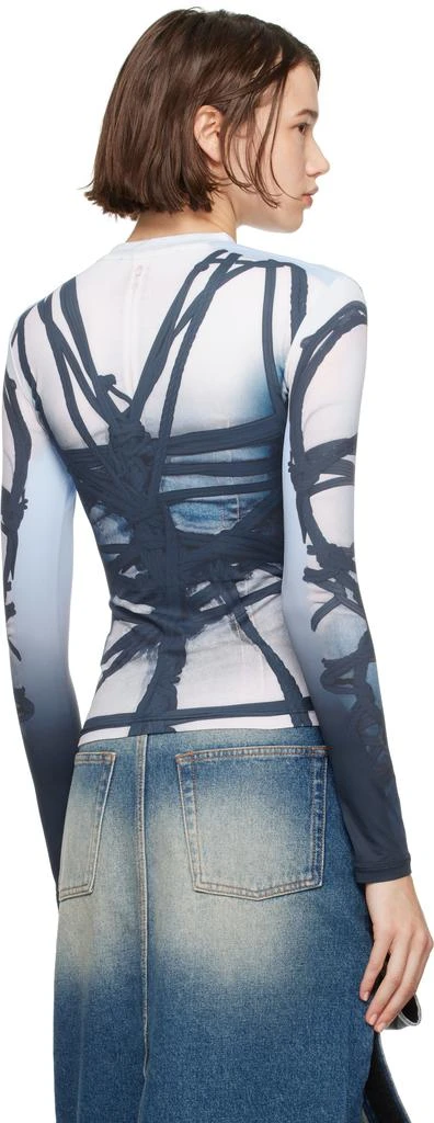 Y/Project Blue Bondage Print Long Sleeve Fitted T-shirt 3