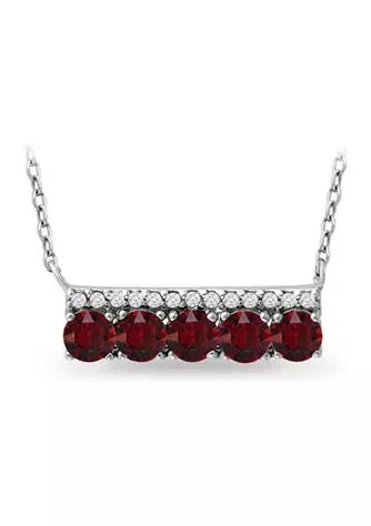 Belk 
Co. 1.61 ct. t.w. Garnet and White Topaz Bar Necklace, Sterling Silver