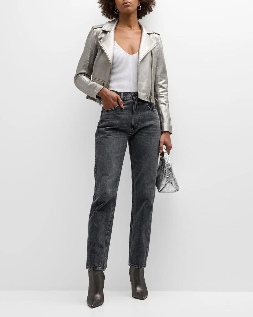 Iro Asheville Cropped Metallic Leather Jacket 3