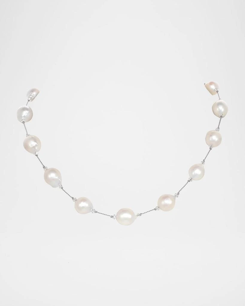 Margo Morrison Small Multicolor Baroque Pearl Necklace with Crystal, Sterling Silver Clasp 1