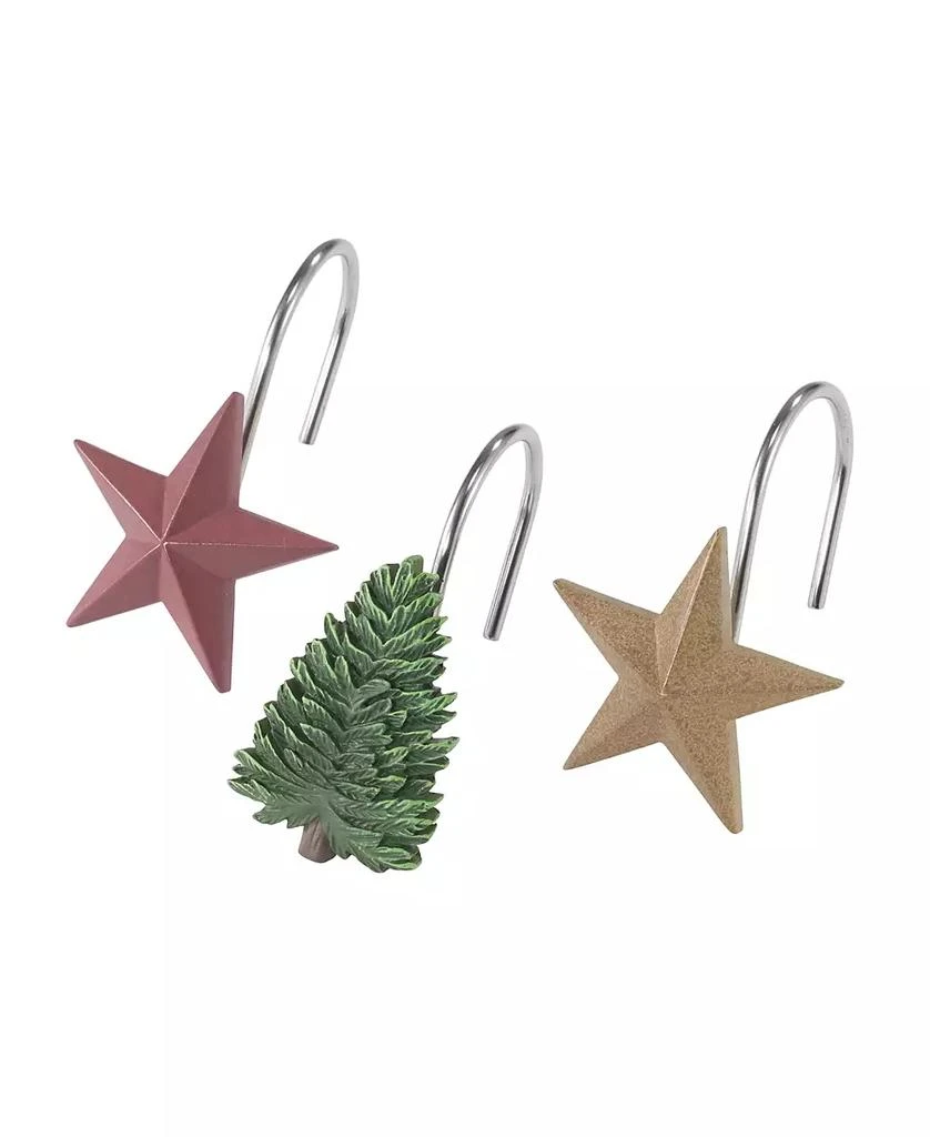 Avanti Evergreen Tree 
Stars Holiday 12-Pc. Shower Curtain Hooks