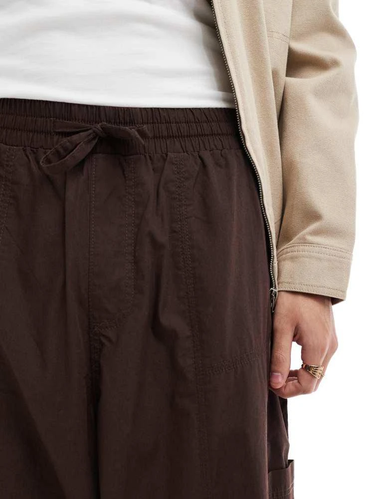 ASOS ASOS DESIGN super baggy cargo trousers with panel detailing in brown 5