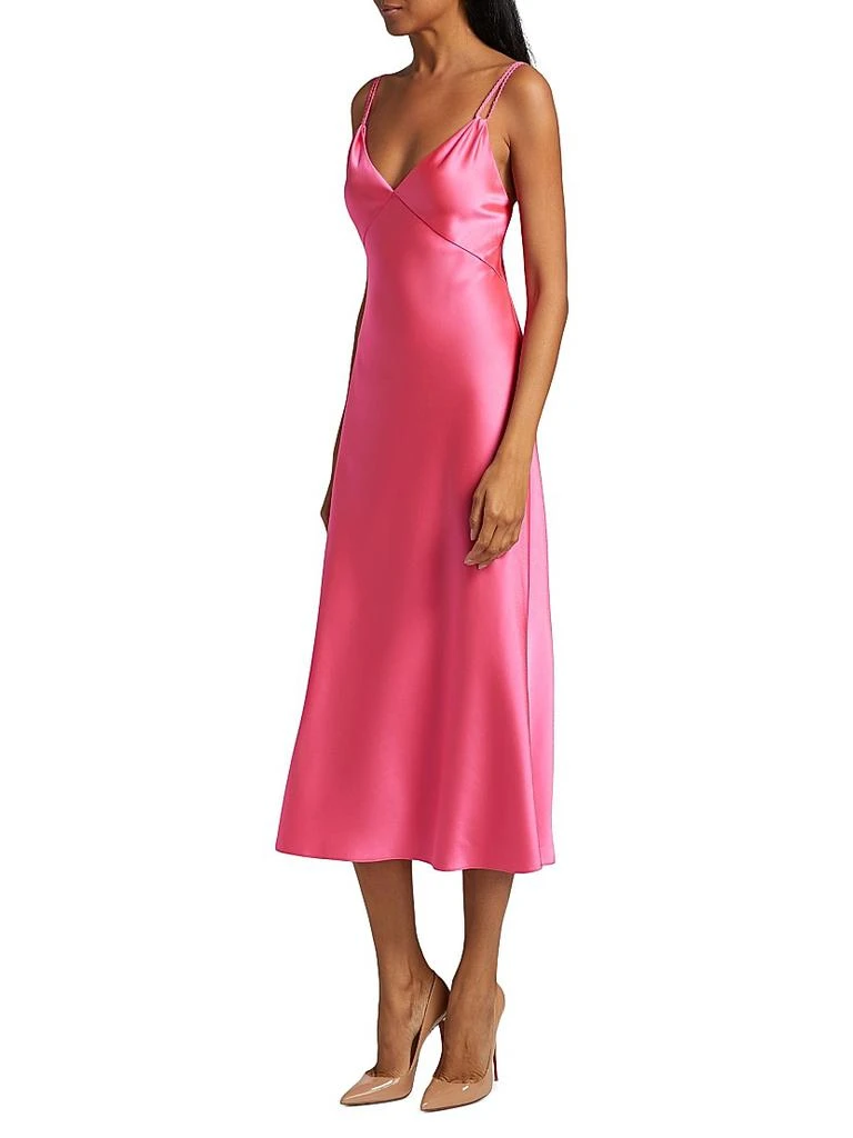 Alice + Olivia Zumi Satin Sweetheart Neck Midi-Dress 4