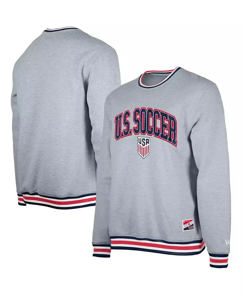 5th & Ocean by New Era Men's Gray USMNT Throwback Fleece Crewneck Pullover Sweatshirt 1