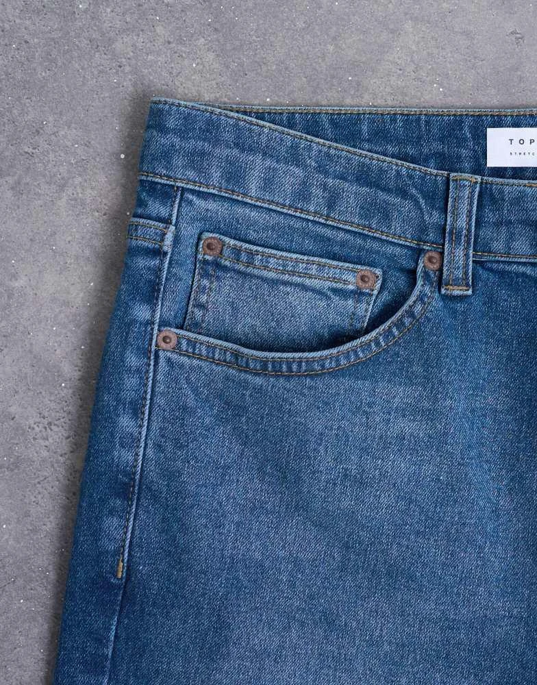 Topman Topman stretch skinny jean in mid wash 5