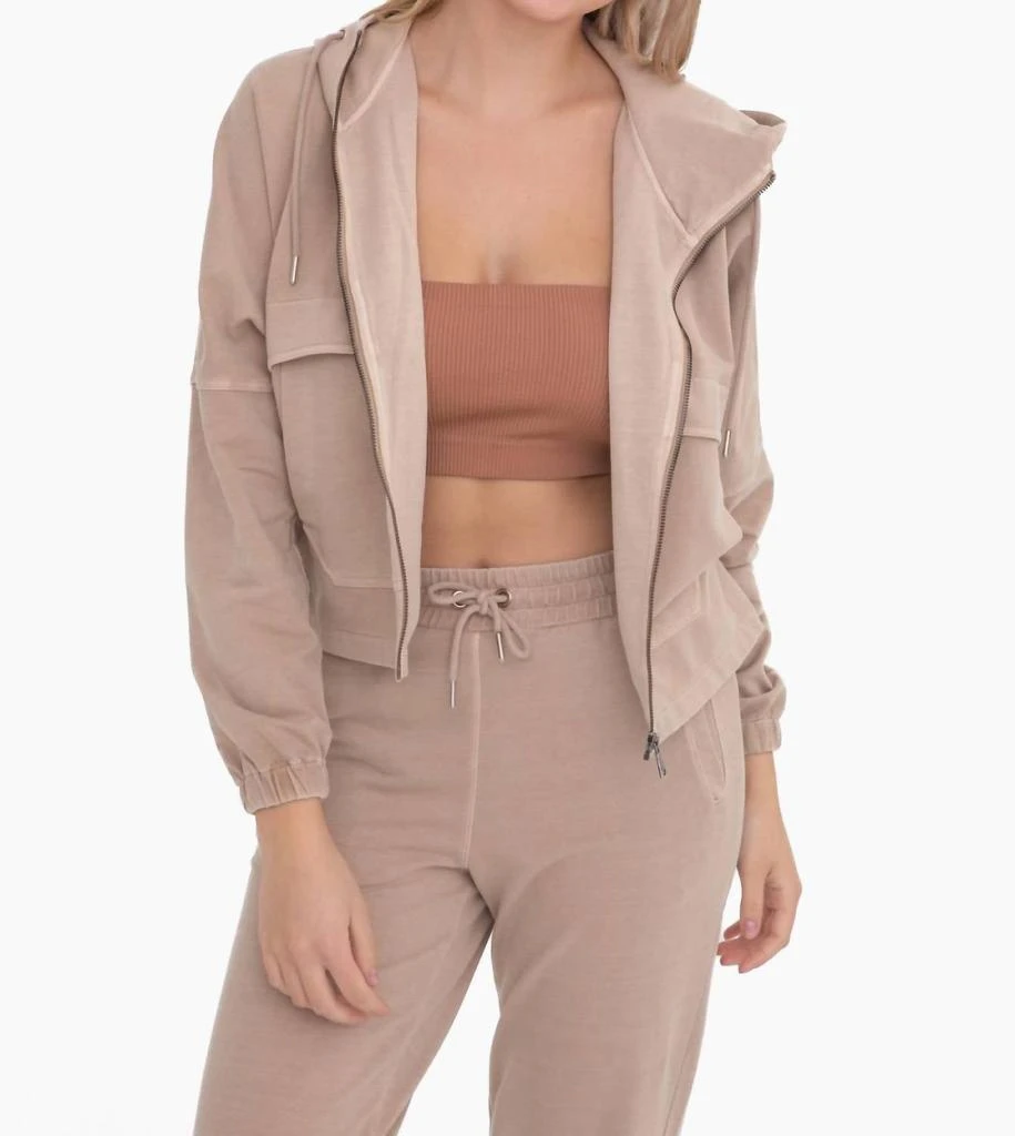 mono b Utility Style Denim Jacket In Taupe 1