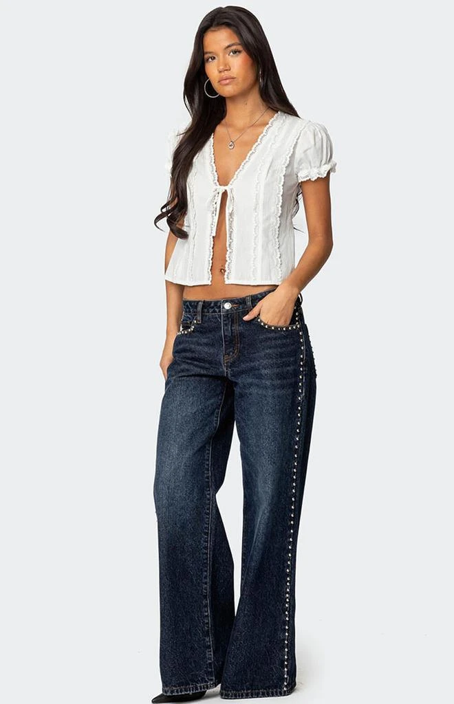 Edikted Cotton Lacey Tie Front Top 4