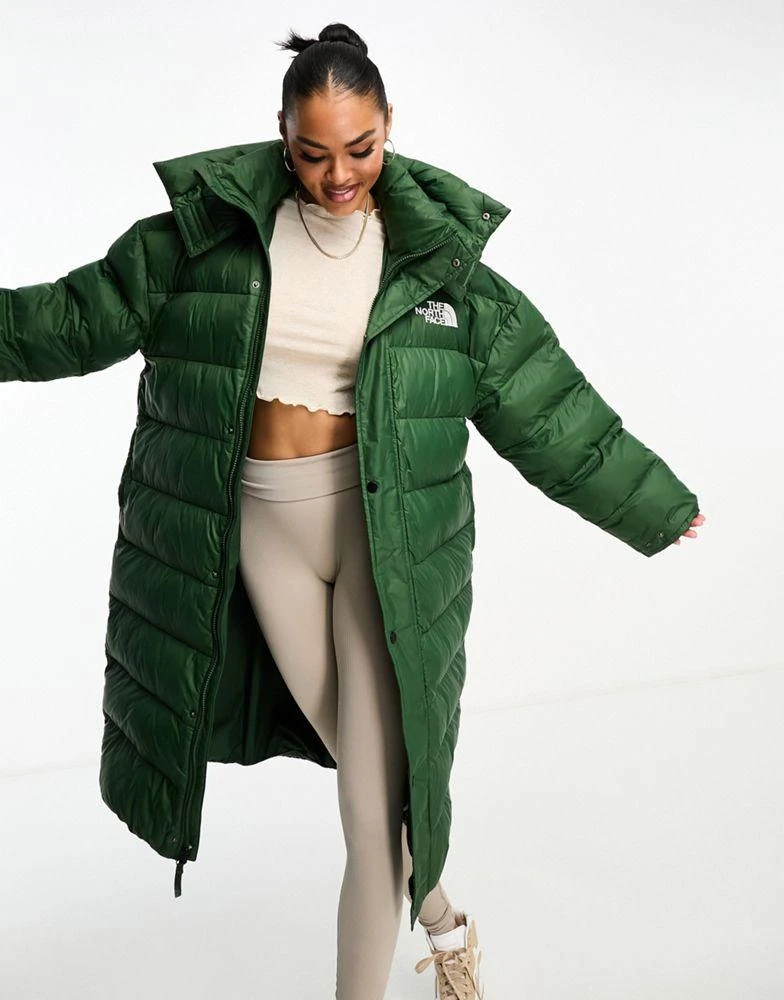 The North Face The North Face Acamarachi oversized long puffer coat in dark green Exclusive at ASOS 4