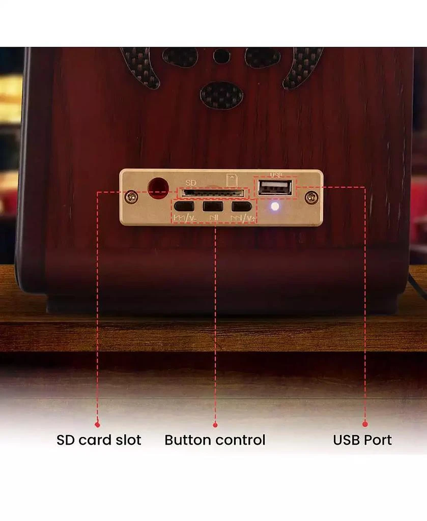 Pyle Retro Classic-Style Bluetooth Radio Speaker – AM/FM, USB 
SD Playback 4
