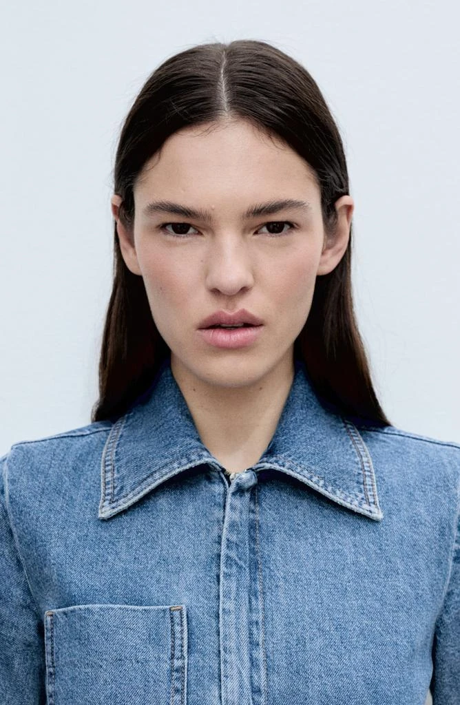 Mango Fleur Tie Waist Denim Jumpsuit 6