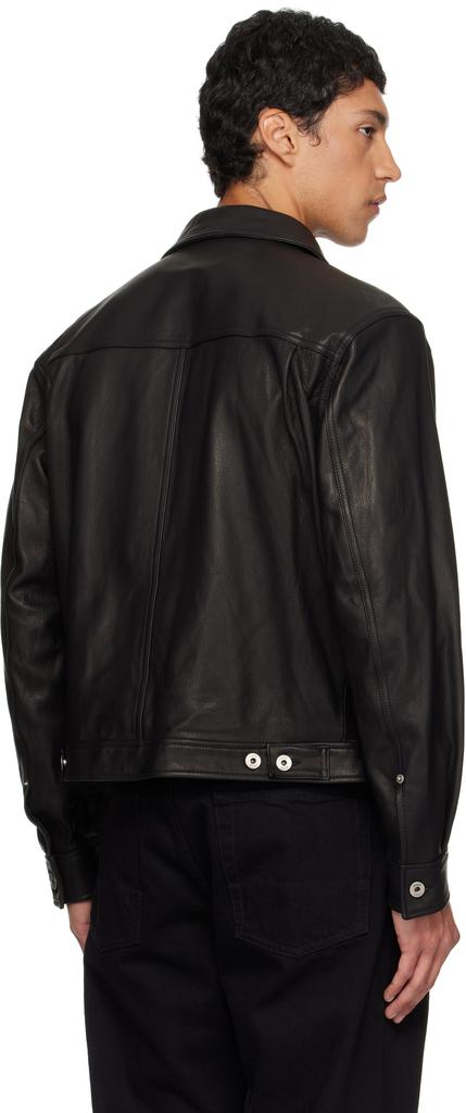 ジャケット・アウター COOR Goat Skin Pocket Trucker Jacket Shop Black Goat Skin Pocket Trucker Leather Jacket on Sale at