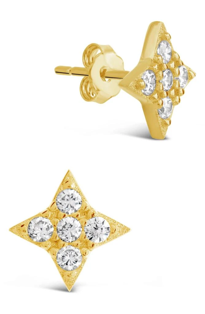 Sterling Forever 14K Gold Plated Sterling Silver & CZ Dainty Four Pointed Star Stud Earrings 5