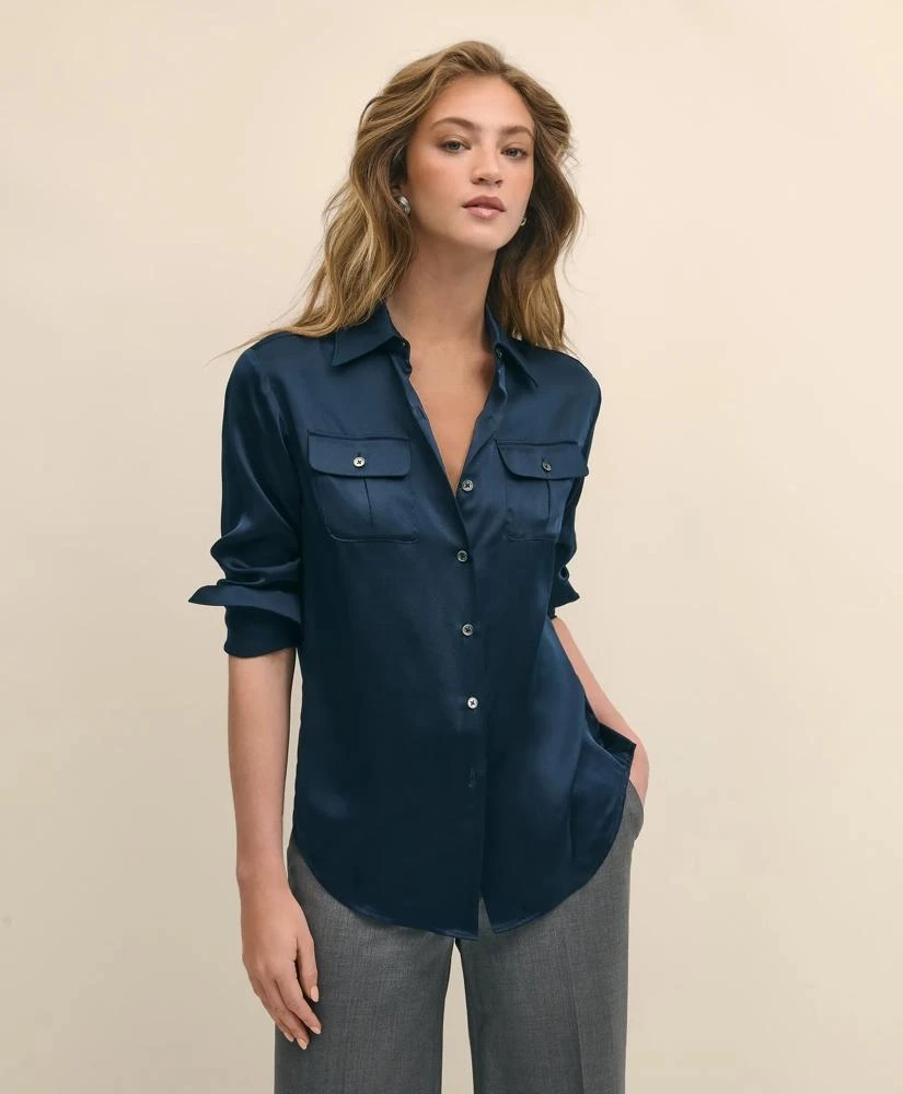 Brooks Brothers Relaxed Utility Blouse in Washable Silk 1