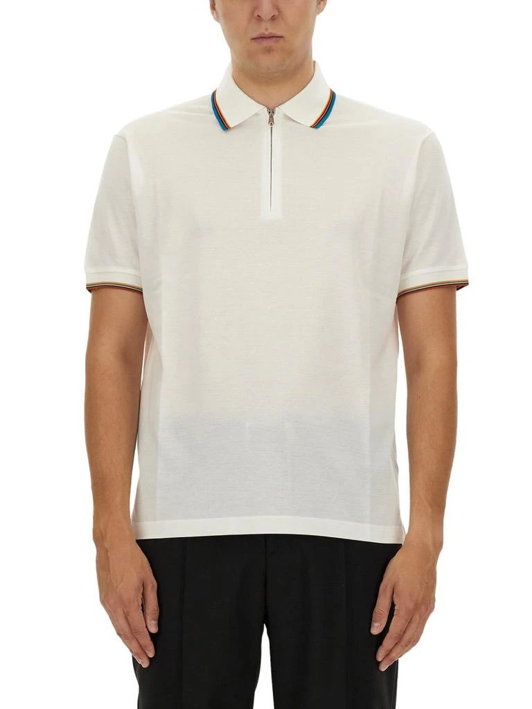 Paul Smith Paul Smith Signature Stripe Trim Zip Polo Shirt 1