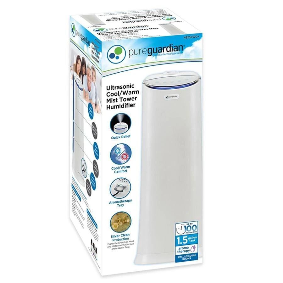 PureGuardian Ultrasonic Cool/Warm Mist Tower Humidifier 1