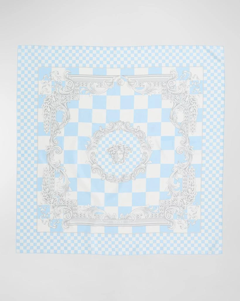 Versace Baroque Checkered Silk Square Scarf 1