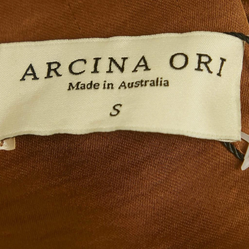 Arcina Ori Arcina Ori Brown Satin Devora Halter Neck Maxi Dress S 4