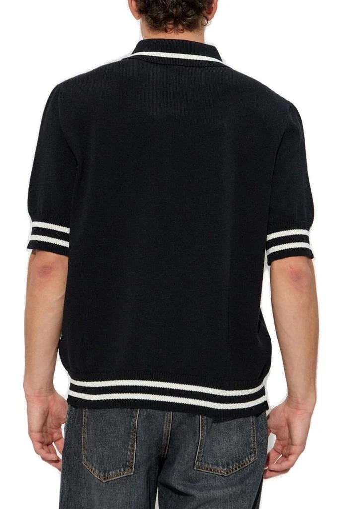Balmain Balmain Striped Trim Emblem-Logo Knit Polo Shirt 3