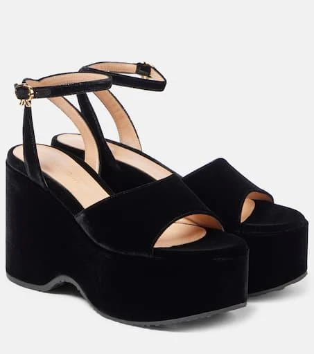 Gianvito Rossi Velvet wedge sandals 1