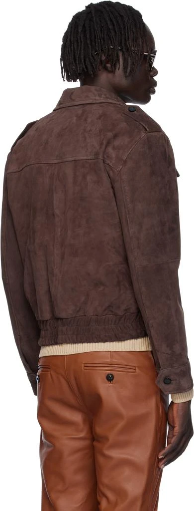 Ernest W. Baker Brown Suede Military Bomber Jacket 3