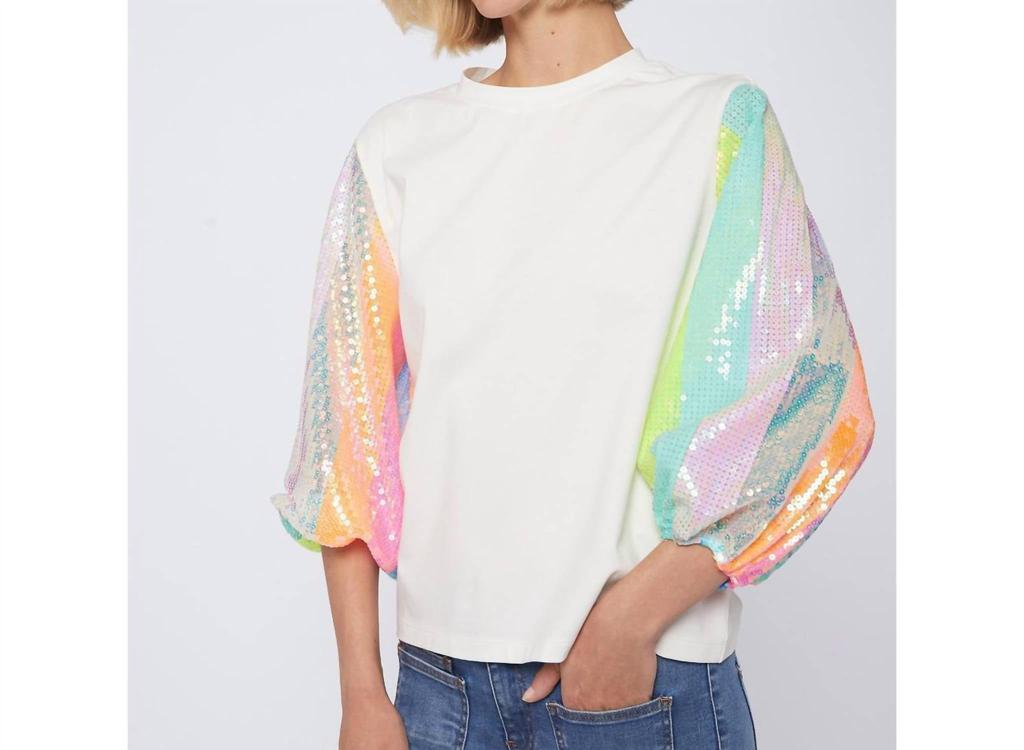 VILAGALLO Vilagallo - Sequin Sleeve Strip Top