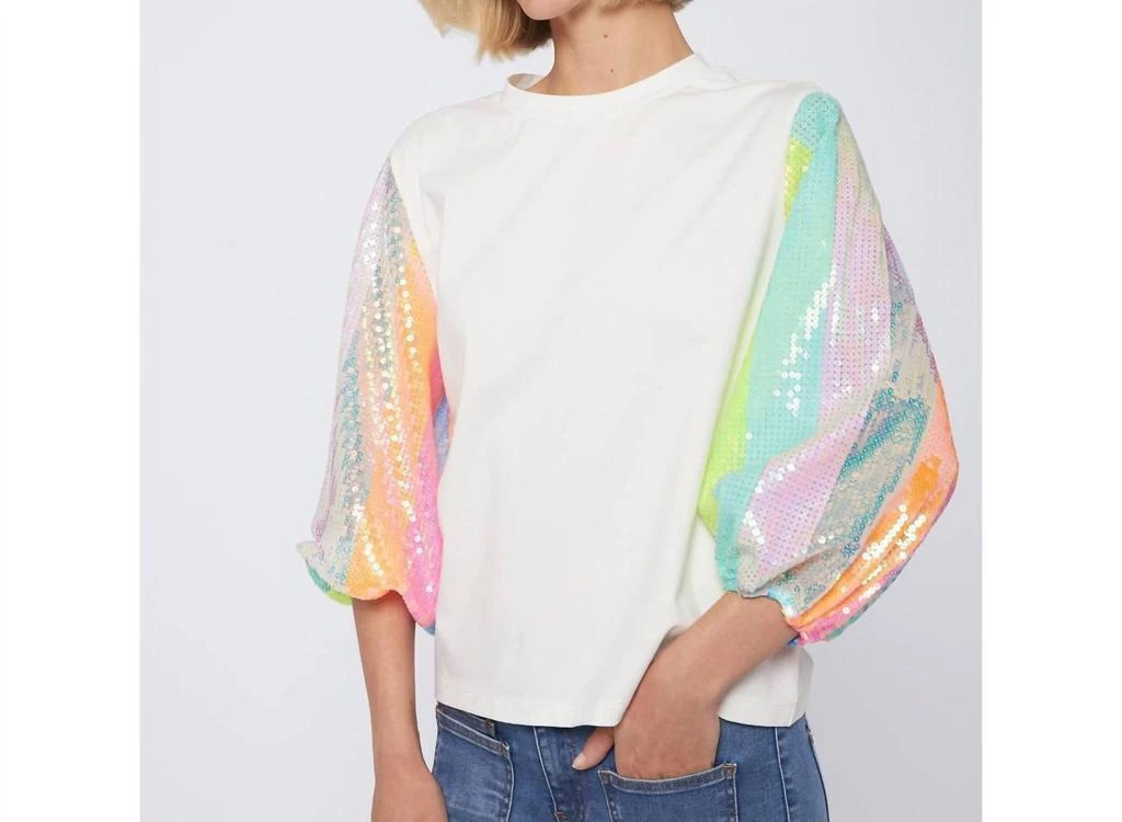 VILAGALLO Vilagallo - Sequin Sleeve Strip Top 1