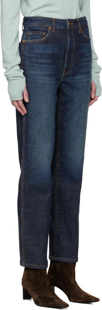 Khaite Navy Abigail Stretch Jeans